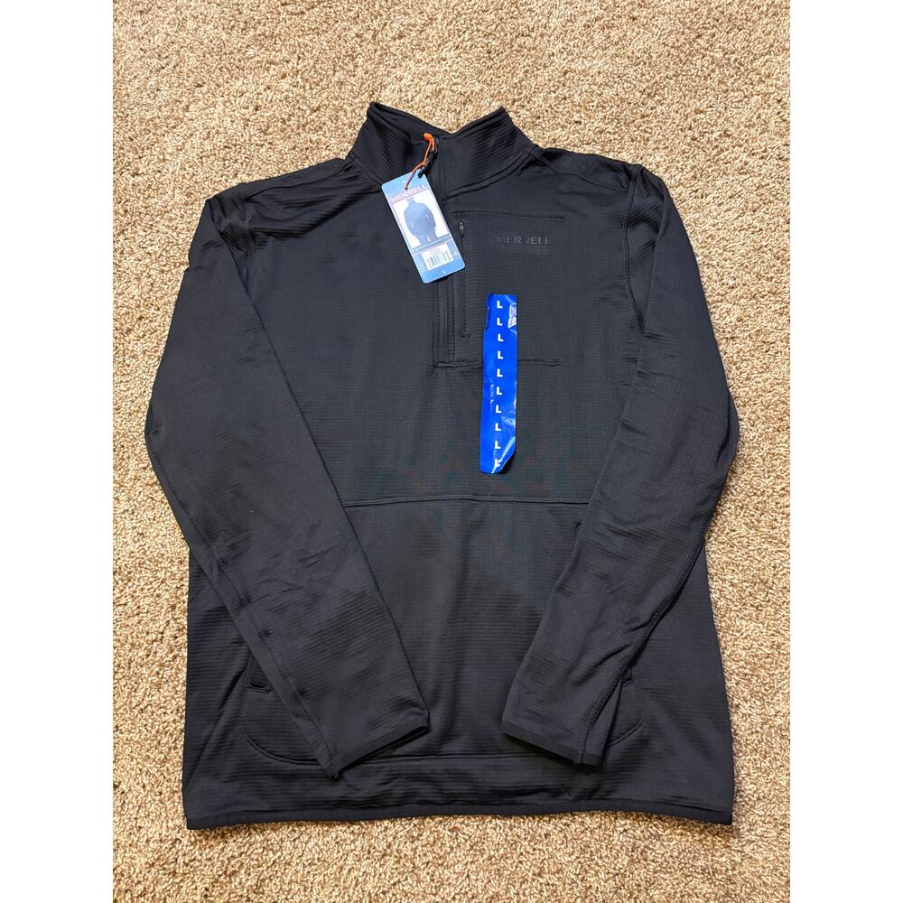 NWT Merrell Quarter Zip Grid Fleece Pullover Sweatshirt Pocket Mens Size Large